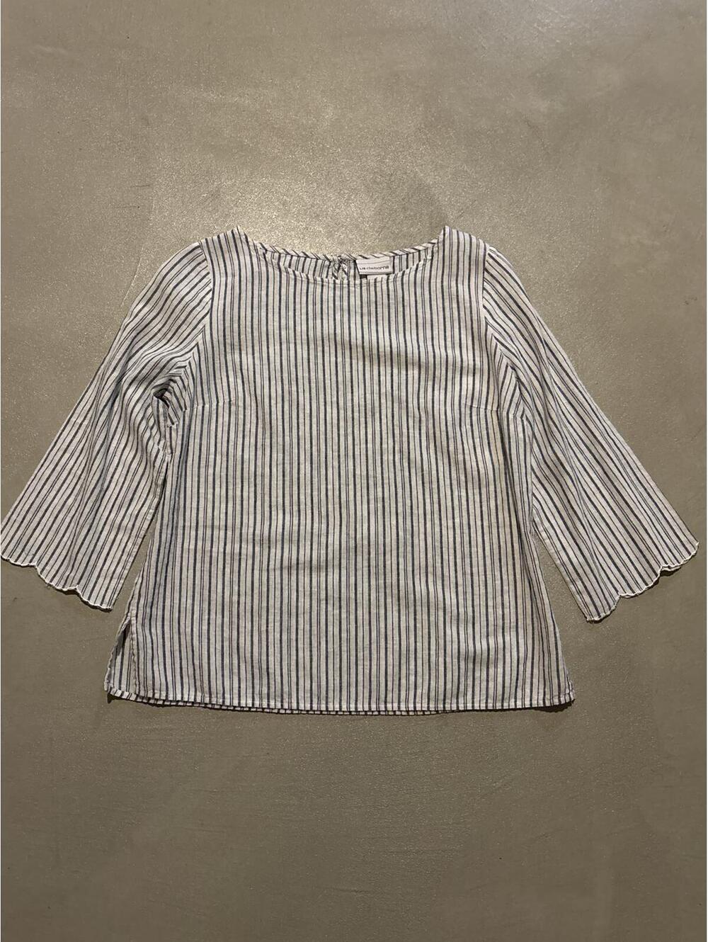 Liz Claiborne Striped Lightweight Blouse with Scalloped Edges